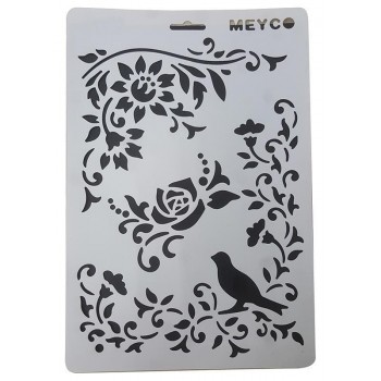 Στένσιλ (Stencil) Meyco Α4, Flowers and Bird
