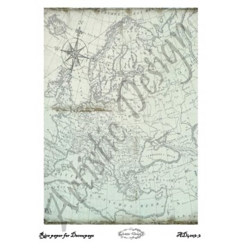 Ριζόχαρτα για Decoupage Α4 (σετ 6 διαφορετικά σχέδια), Vintage Maps / AD4003