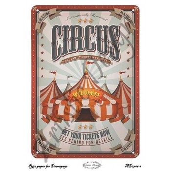Ριζόχαρτα για Decoupage Α4 (σετ 6 διαφορετικά σχέδια), Vintage Circus / AD4016