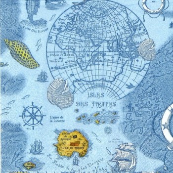 Χαρτοπετσέτα για Decoupage, Carte des Oceans blue / L-604440