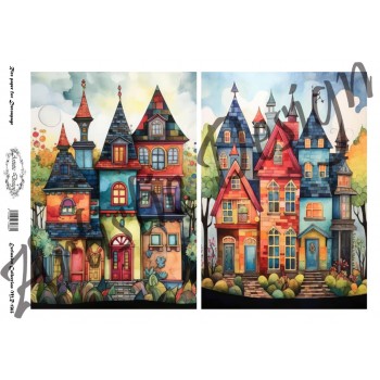 Ριζόχαρτο Artistic Design για Decoupage 30x40cm, Watercolor Houses / MR1363