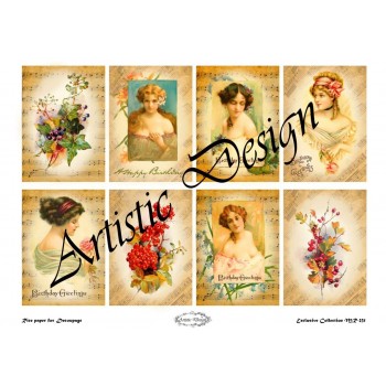 Ριζόχαρτο Artistic Design για Decoupage 30x40cm, Vintage Collage / MR231
