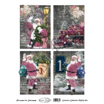 Χριστουγεννιάτικο Ριζόχαρτο Artistic Design για Decoupage Α4, Christmas Vintage Santas / MRS364