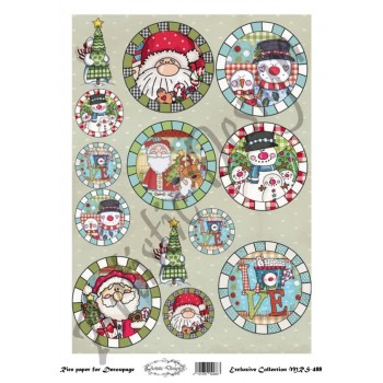 Χριστουγεννιάτικο Ριζόχαρτο Artistic Design για Decoupage Α4, Country Christmas Rounds  / MRS488