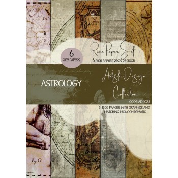 Ριζόχαρτα για Decoupage Α4 (σετ 6 διαφορετικά σχέδια), Astrology / AD4028