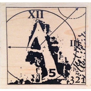 Ξύλινη Σφραγίδα 7cm x 7cm, Letters & Time