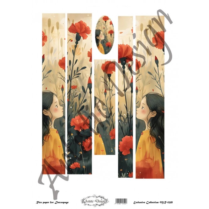 Ριζόχαρτο Artistic Design για Decoupage 30x40cm, Λαμπάδα Girl n Carnations / MR1320