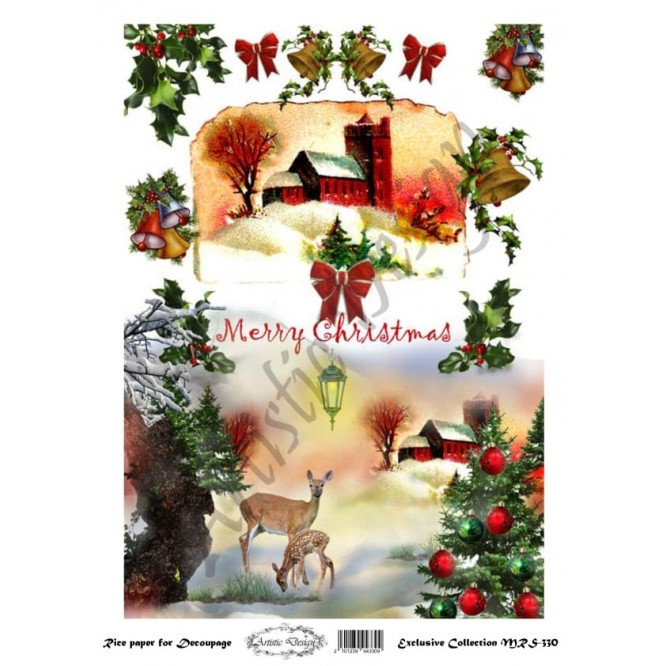 Χριστουγεννιάτικο Ριζόχαρτο Artistic Design για Decoupage Α4, Merry Christmas / MRS330