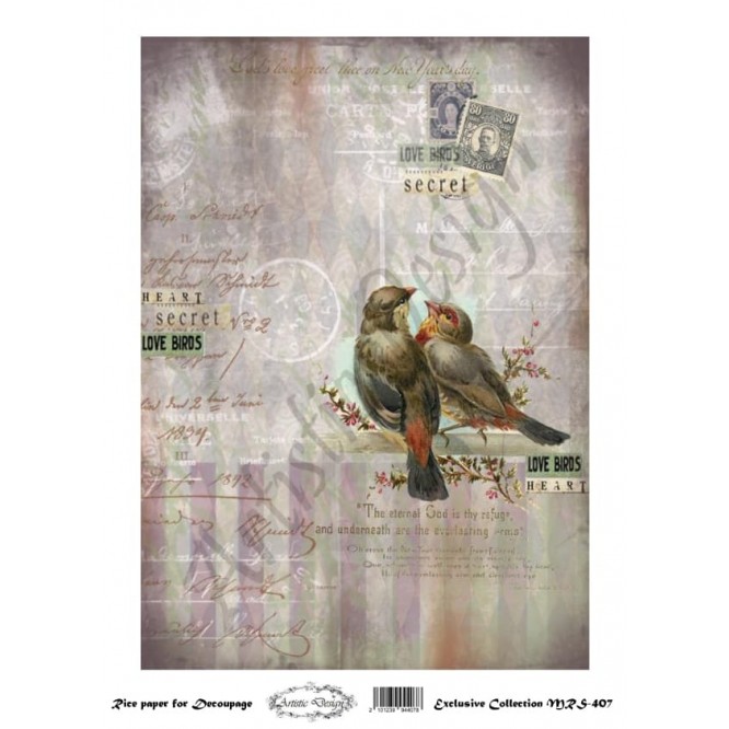 Ριζόχαρτο Artistic Design για Decoupage A4, Love Birds / MRS407