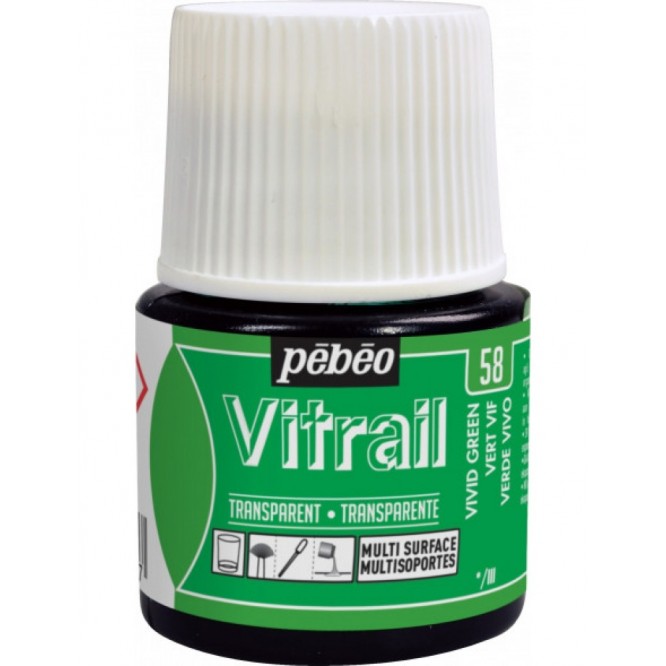 Pebeo Vitrail Trasparent Colour (Διάφανo σμάλτo διαλύτη) 45ml, Vivid Green