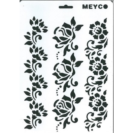 Στένσιλ (Stencil) Meyco Α4, Λουλούδια Μπορντούρες