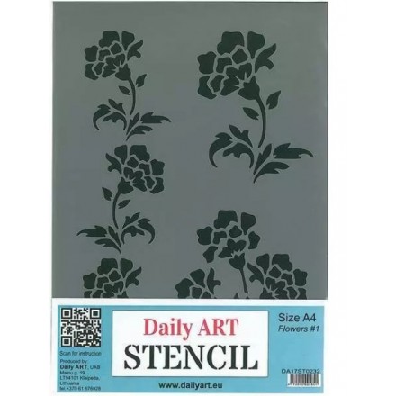 Στένσιλ (Stencil) DailyArt  μέγεθος A4, Flowers / DA17ST0232