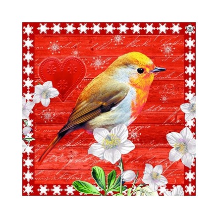Χριστουγιεννιάτικη Χαρτοπετσέτα για Decoupage, Bird on a x-mas day / NV-74509