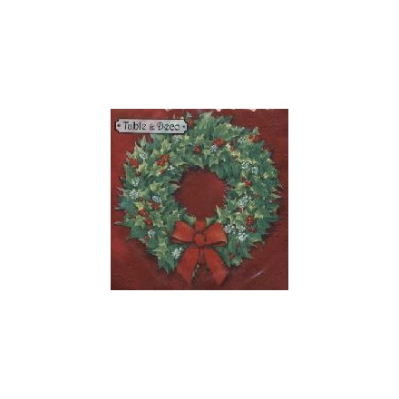 Χριστουγιεννιάτικη Χαρτοπετσέτα για Decoupage, Red Berry Wreath (red) / TD-L-69310