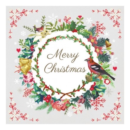 Χριστουγιεννιάτικη Χαρτοπετσέτα για Decoupage, Embroidered Wreath / 33304730