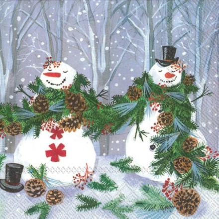 Χριστουγιεννιάτικη Χαρτοπετσέτα για Decoupage, Forest Snowmen / L-533700