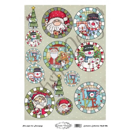 Χριστουγεννιάτικο Ριζόχαρτο Artistic Design για Decoupage 30x40cm, Country Christmas Rounds / MR086
