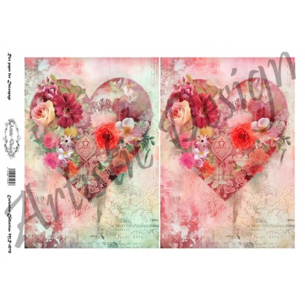 Ριζόχαρτο Artistic Design για Decoupage 30x40cm, Valentine Heart / MR1070