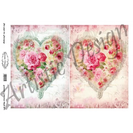 Ριζόχαρτο Artistic Design για Decoupage 30x40cm, Valentine Heart / MR1071