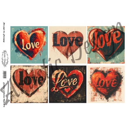 Ριζόχαρτο Artistic Design για Decoupage 30x40cm, Valentine Hearts / MR1074