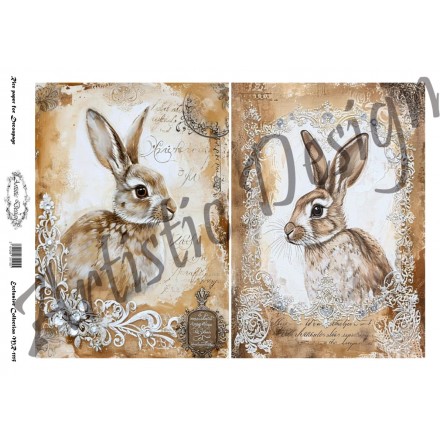 Ριζόχαρτο Artistic Design για Decoupage 30x40cm, Vintage Rabbits / MR1115