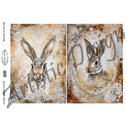 Ριζόχαρτο Artistic Design για Decoupage 30x40cm, Vintage Rabbits / MR1117