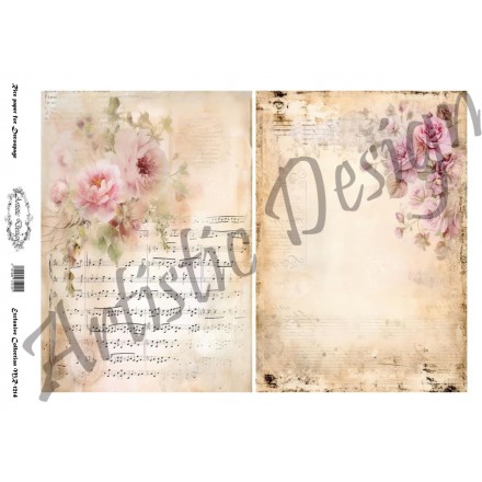 Ριζόχαρτο Artistic Design για Decoupage 30x40cm, Shabby Pink Flowers / MR1214