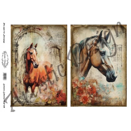 Ριζόχαρτο Artistic Design για Decoupage 30x40cm, Vintage Horses / MR1218
