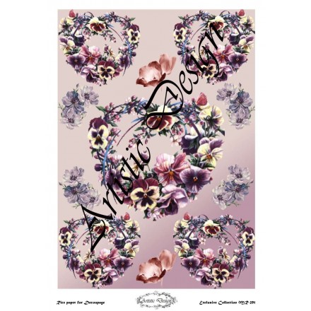 Ριζόχαρτο Artistic Design για Decoupage 30x40cm, Flower Hearts / MR291