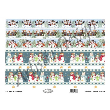 Χριστουγεννιάτικο Ριζόχαρτο Artistic Design για Decoupage 30x40cm, Christmas Snowmen / MR839
