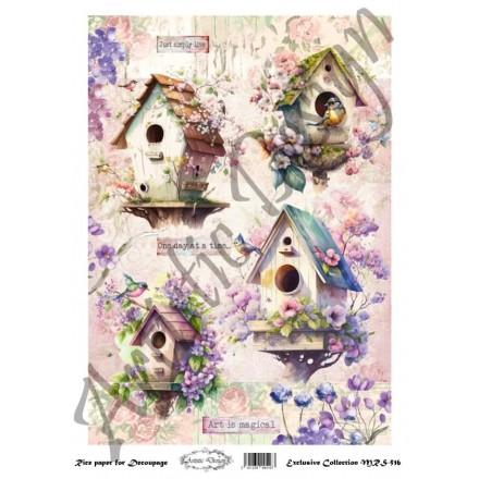 Ριζόχαρτο Artistic Design για Decoupage Α4, Bird Houses / MRS516