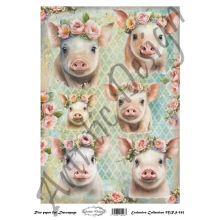 Ριζόχαρτο Artistic Design για Decoupage Α4, Pigs / MRS543