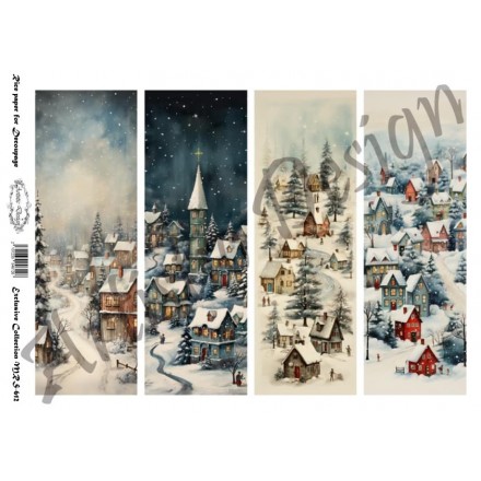 Χριστουγεννιάτικο Ριζόχαρτο Artistic Design για Decoupage Α4, Winter Village / MRS612