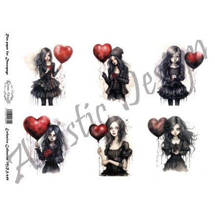 Ριζόχαρτο Artistic Design για Decoupage Α4, Valentine Gothic Girl / MRS649