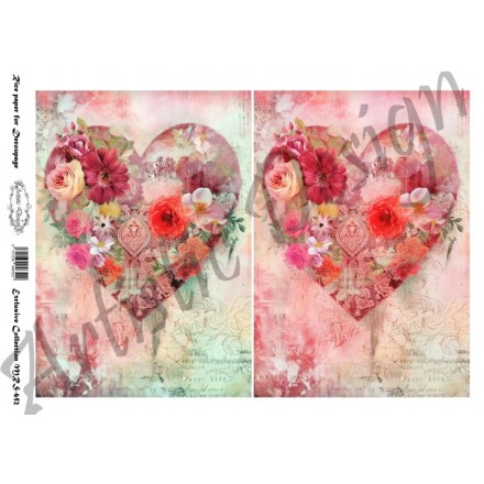Ριζόχαρτο Artistic Design για Decoupage Α4, Valentine Heart / MRS652