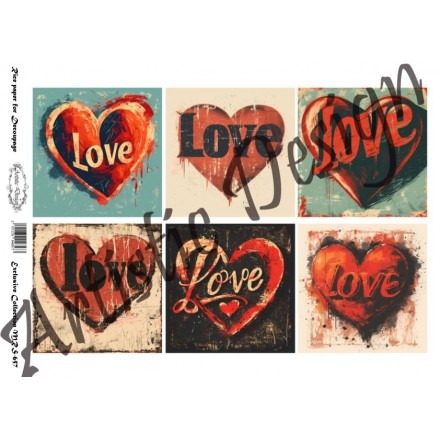 Ριζόχαρτο Artistic Design για Decoupage Α4, Valentine Hearts / MRS657