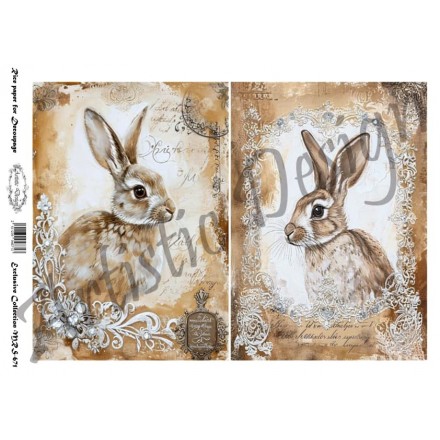 Ριζόχαρτο Artistic Design για Decoupage Α4, Vintage Rabbits / MRS671