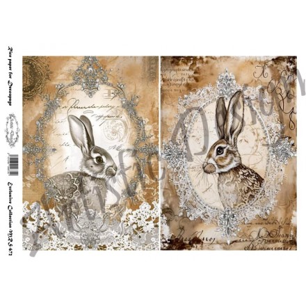 Ριζόχαρτο Artistic Design για Decoupage Α4, Vintage Rabbits / MRS672