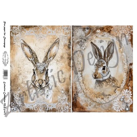 Ριζόχαρτο Artistic Design για Decoupage Α4, Vintage Rabbits / MRS673