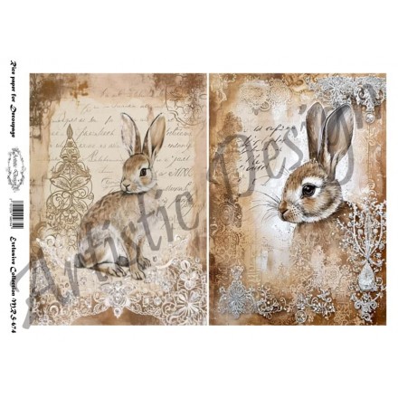 Ριζόχαρτο Artistic Design για Decoupage Α4, Vintage Rabbits / MRS674