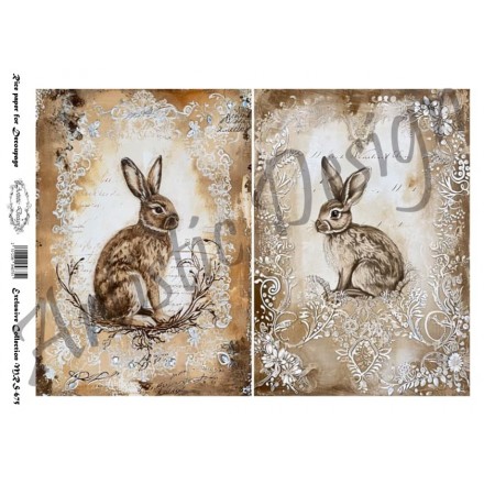 Ριζόχαρτο Artistic Design για Decoupage Α4, Vintage Rabbits / MRS675