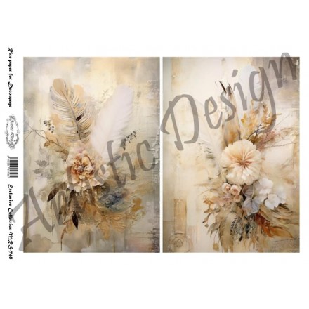 Ριζόχαρτο Artistic Design για Decoupage Α4, Flowers & Feathers / MRS748