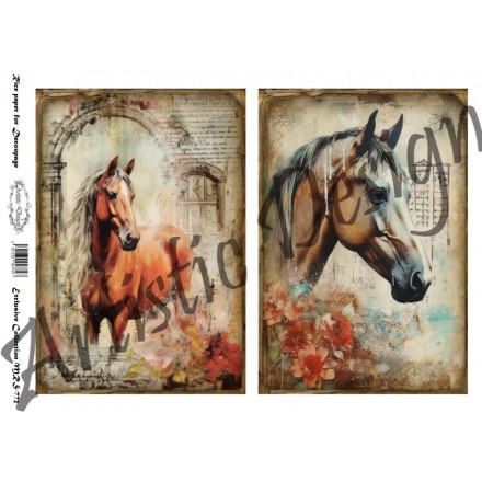 Ριζόχαρτο Artistic Design για Decoupage Α4, Vintage Horses / MRS772