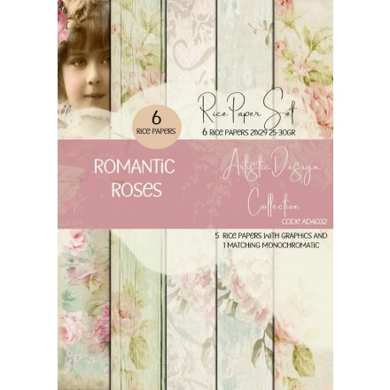 Ριζόχαρτα για Decoupage Α4 (σετ 6 διαφορετικά σχέδια), Romantic Roses / AD4032
