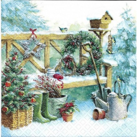 Χριστουγιεννιάτικη Χαρτοπετσέτα για Decoupage, Winter Gardening / 310450